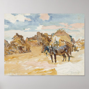 John Singer Sargent - Mules and Ruins Poster