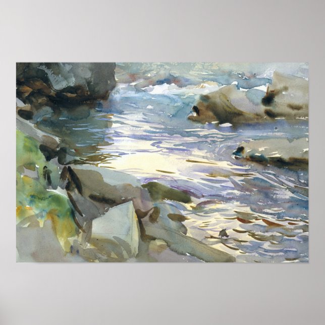 John Singer Sargent - Stream and Rocks Poster (Front)