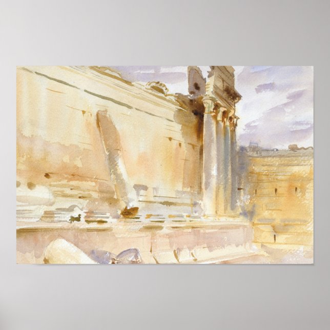 John Singer Sargent - Temple of Bacchus, Baalbek Poster (Front)