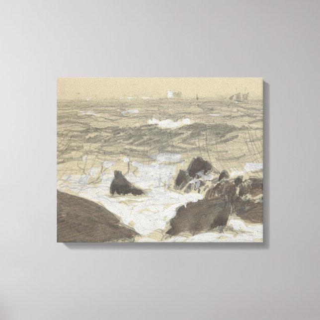 John Singer Sargent - Waves Breaking on Rocks Canvas Print (Front)
