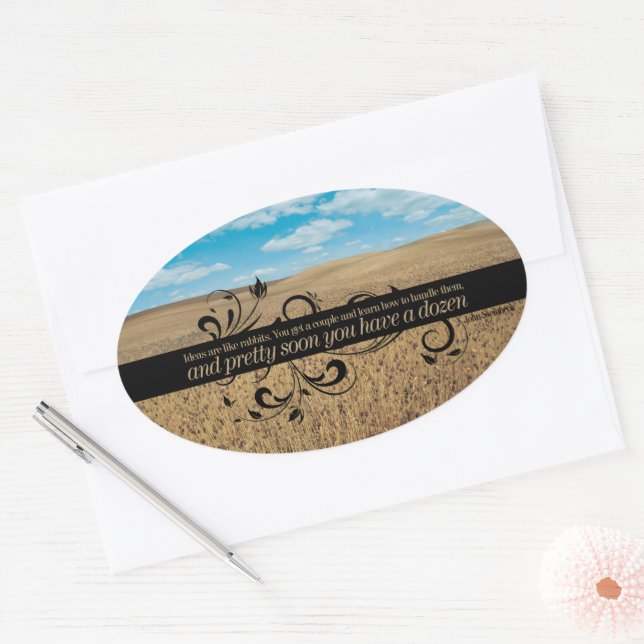 John Steinbeck Inspirational Quote "Ideas" Oval Sticker (Envelope)