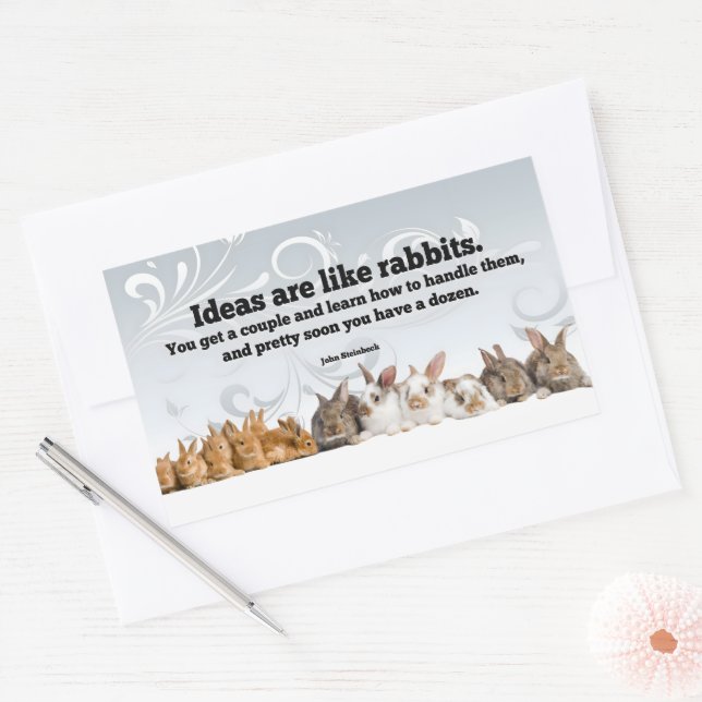 John Steinbeck Inspirational Quote "Ideas" Rectangular Sticker (Envelope)