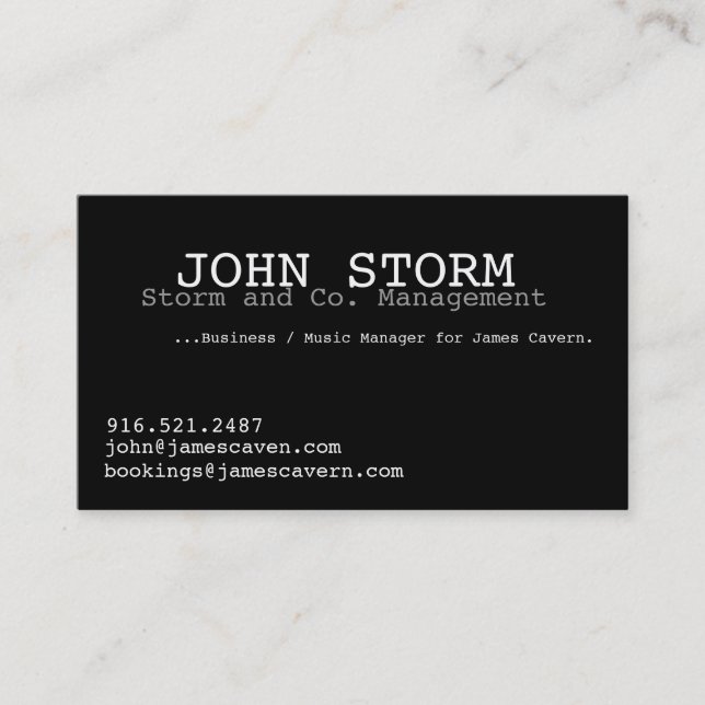 John Storm Business Card (Front)