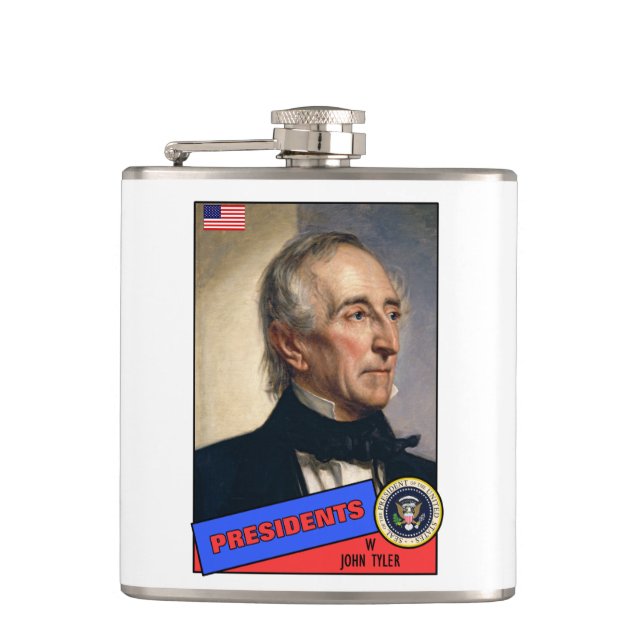 John Tyler Baseball Card Hip Flask (Front)