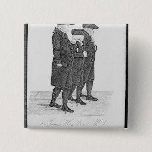 John Wesley walking in Edinburgh between James 15 Cm Square Badge