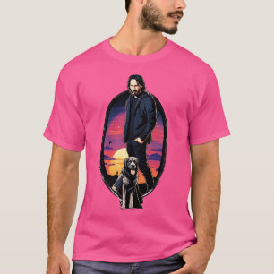 John Wick and His Trusty Dog Sunset Movie T-Shirt