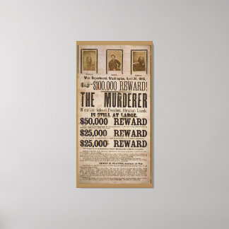 John Wilkes Booth Wanted poster Abe lincoln murder Canvas Print