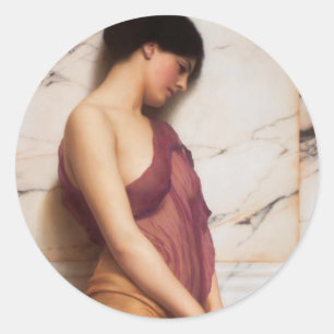 John William Godward- The Tambourine Girl Classic Round Sticker