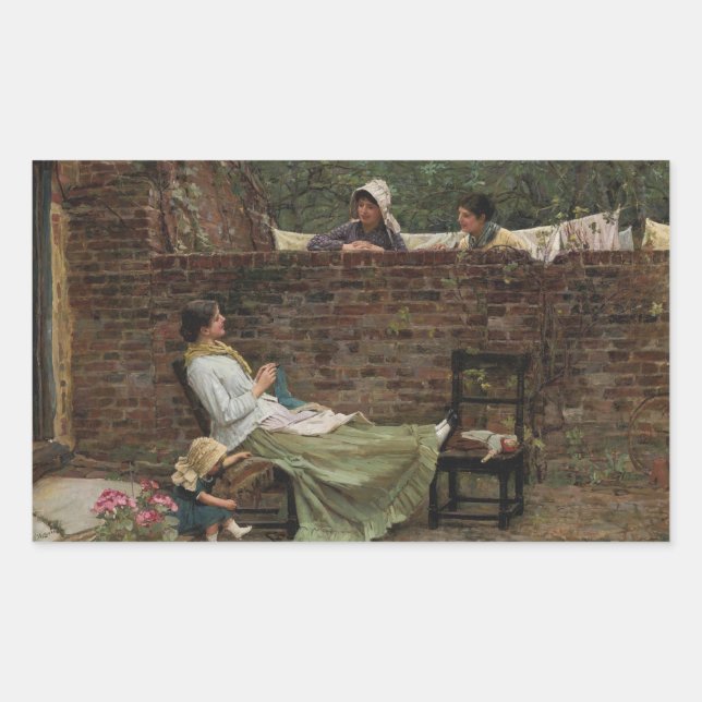 John William Waterhouse - Good Neighbours Rectangular Sticker (Front)