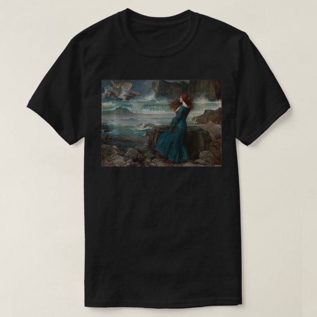 John William Waterhouse Miranda Tempest Art Painti T-Shirt (Design Front)