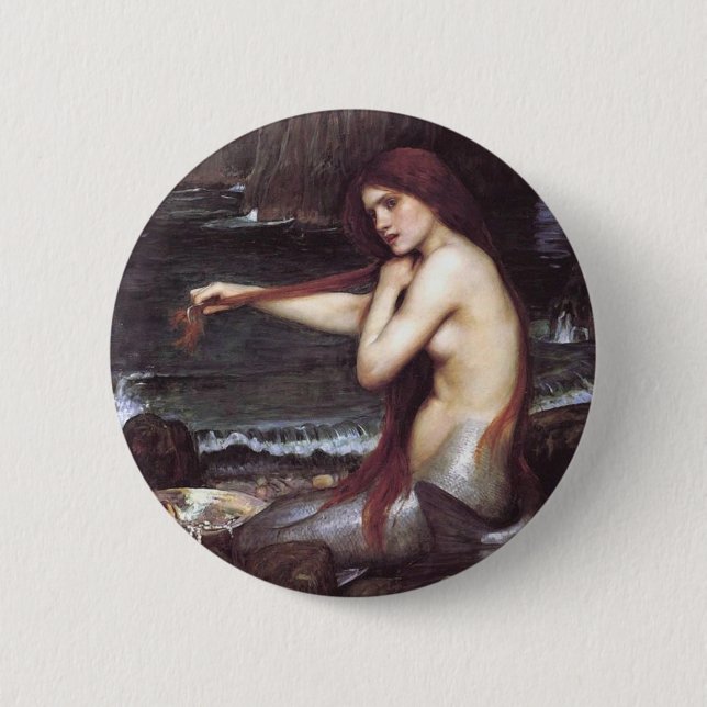 John Wm. Waterhouse Mermaid 6 Cm Round Badge (Front)