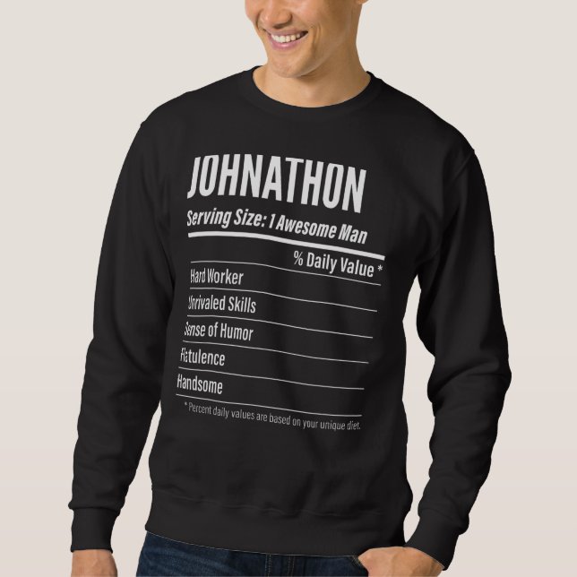 Johnathon Serving Size Nutrition Label Calories Sweatshirt (Front)