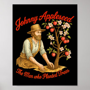 Johnny Appleseed Day September 26th Retro Tree  Poster