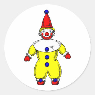 Johnny Automatic Clown Cartoon Classic Round Sticker