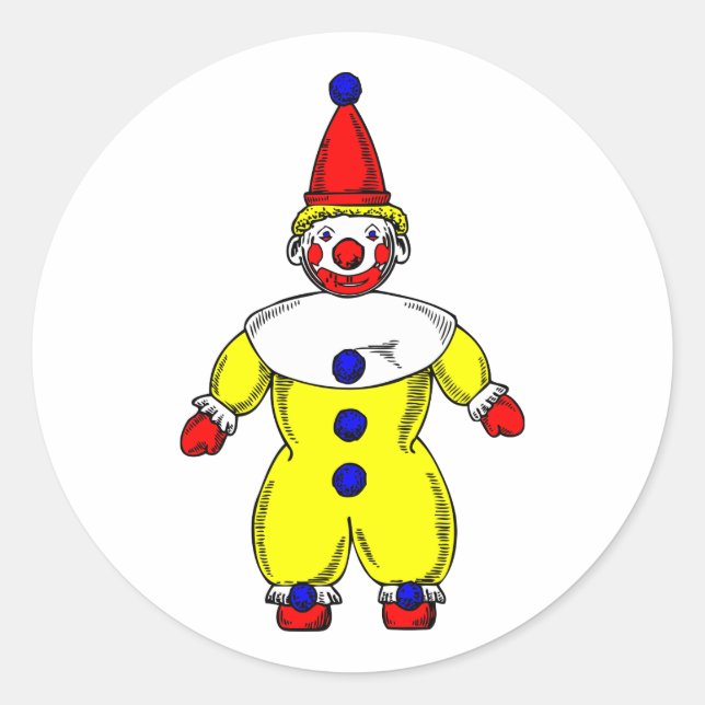 Johnny Automatic Clown Cartoon Classic Round Sticker (Front)