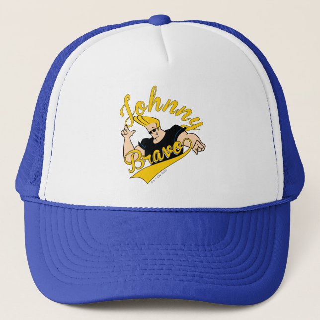 Johnny Bravo Athletic Graphic Trucker Hat (Front)