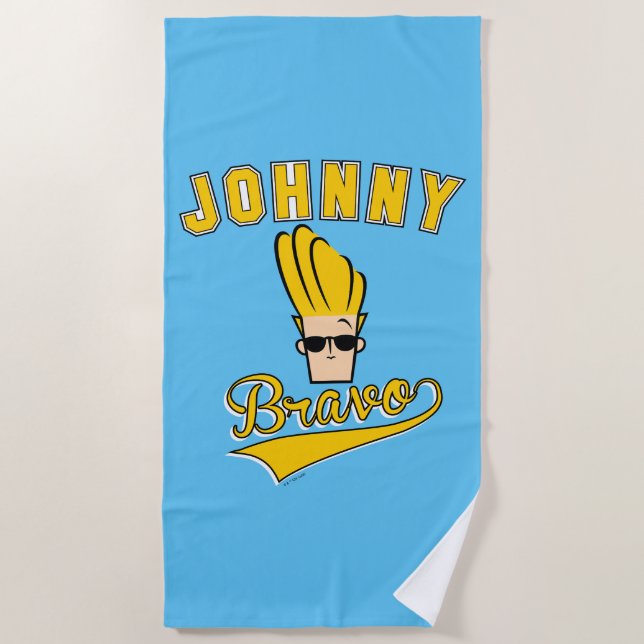 Johnny Bravo Collegiate Graphic Beach Towel (Front)