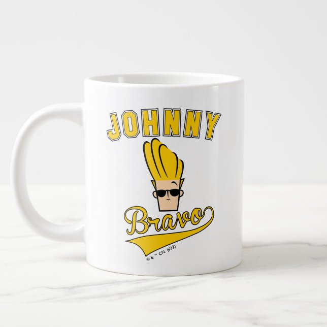 Johnny Bravo Collegiate Graphic Large Coffee Mug (Left)