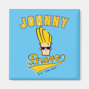 Johnny Bravo Collegiate Graphic Magnet