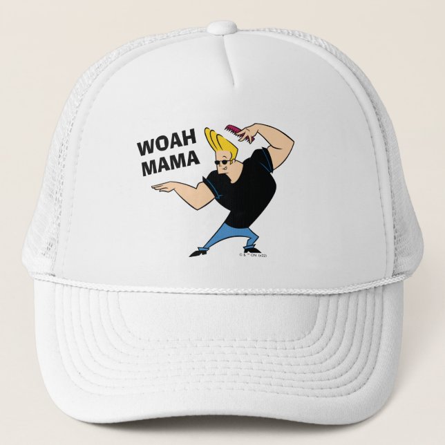 Johnny Bravo Combing Hair Trucker Hat (Front)