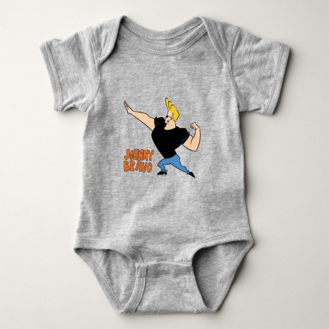Johnny Bravo Flexing Baby Bodysuit (Front)