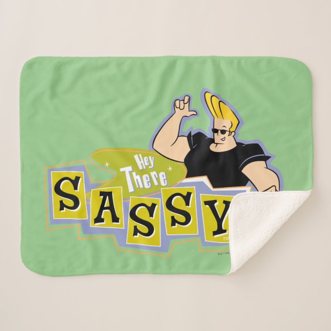 Johnny Bravo - Hey There Sassy Sherpa Blanket (Front (Horizontal))