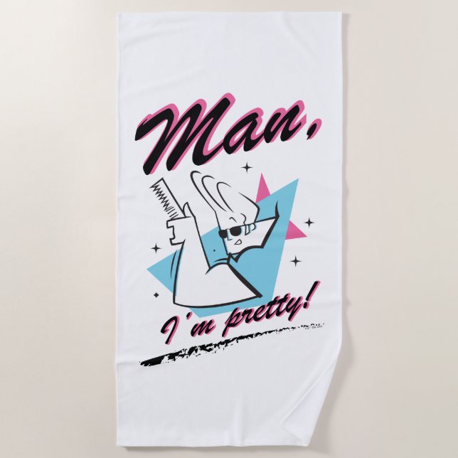 Johnny Bravo - Man I'm Pretty Retro Graphic Beach Towel (Front)