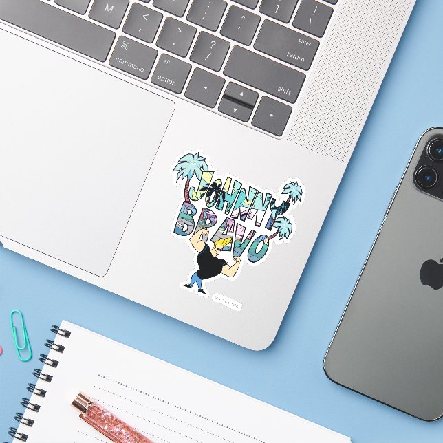 Johnny Bravo Palm Tree Name (Laptop w/ iPhone)