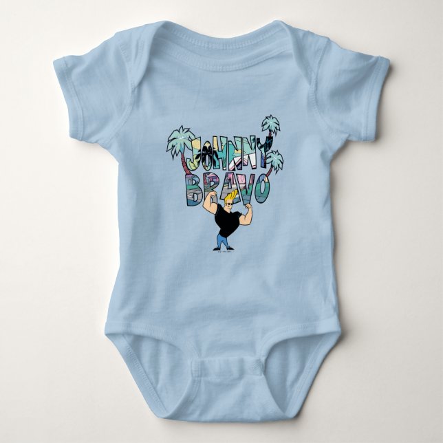 Johnny Bravo Palm Tree Name Baby Bodysuit (Front)