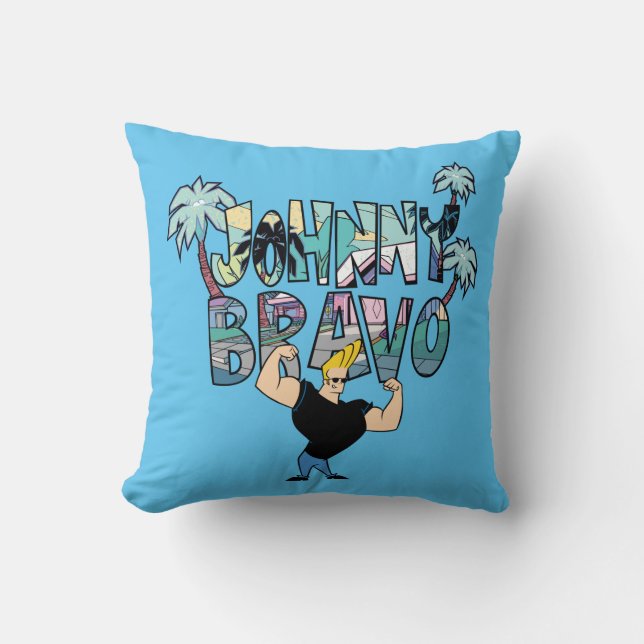 Johnny Bravo Palm Tree Name Cushion (Front)