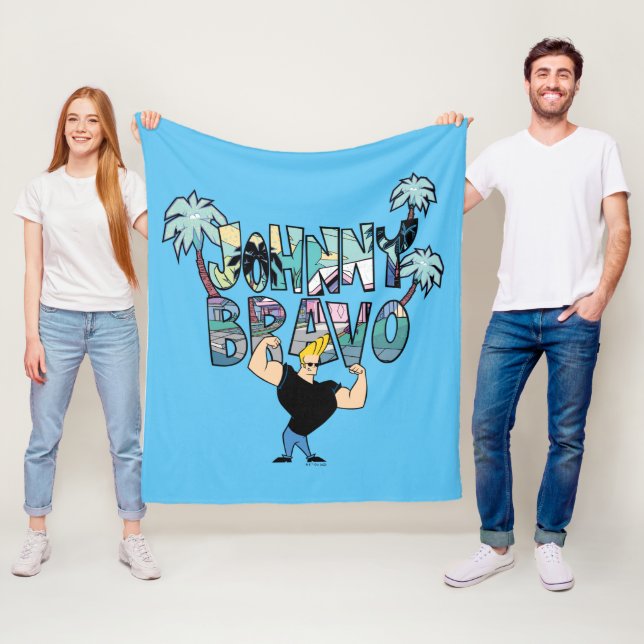 Johnny Bravo Palm Tree Name Fleece Blanket (In Situ)