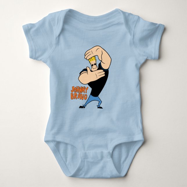 Johnny Bravo Picture Frame Pose Baby Bodysuit (Front)
