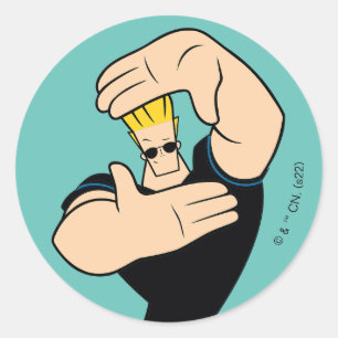 Johnny Bravo Picture Frame Pose Classic Round Sticker