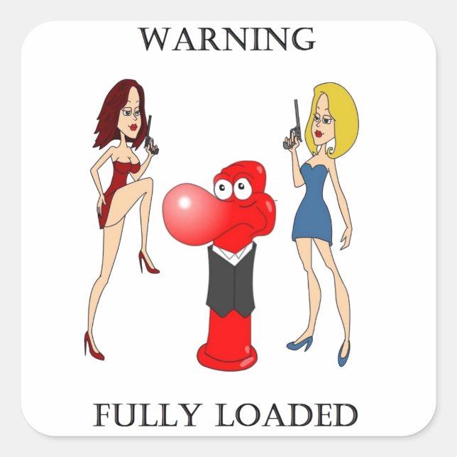 Johnny Condom Fully Loaded Square Sticker (Front)