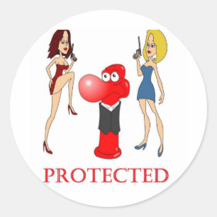 Johnny Condom Protected Classic Round Sticker