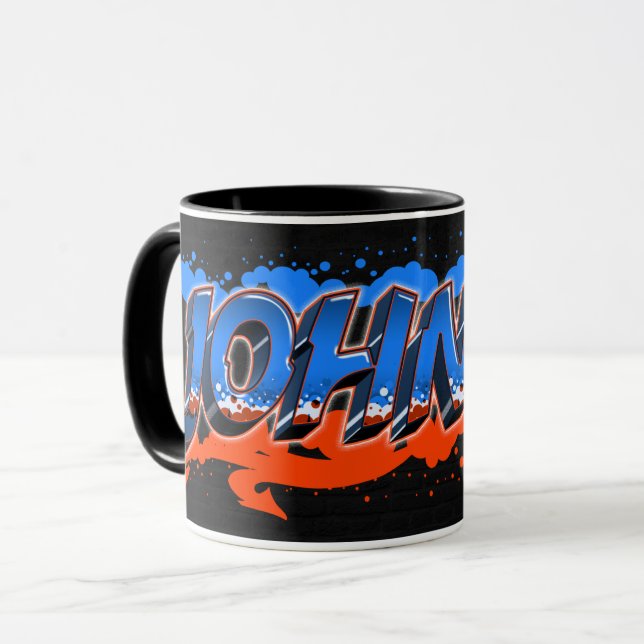 Johnny First Name Graffiti blue orange Tasse Mug (Front Left)