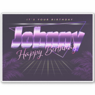Johnny Name Vorname lila retro Sticker Geburtstag