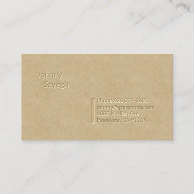 Johnny Sayegh Letterpress Business Card (Front)