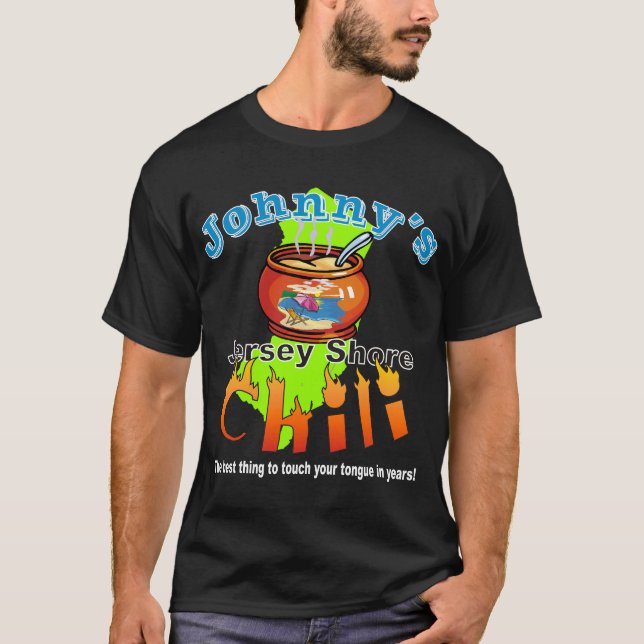 Johnny V's Jersey Shore Chilli dark shirt (Front)