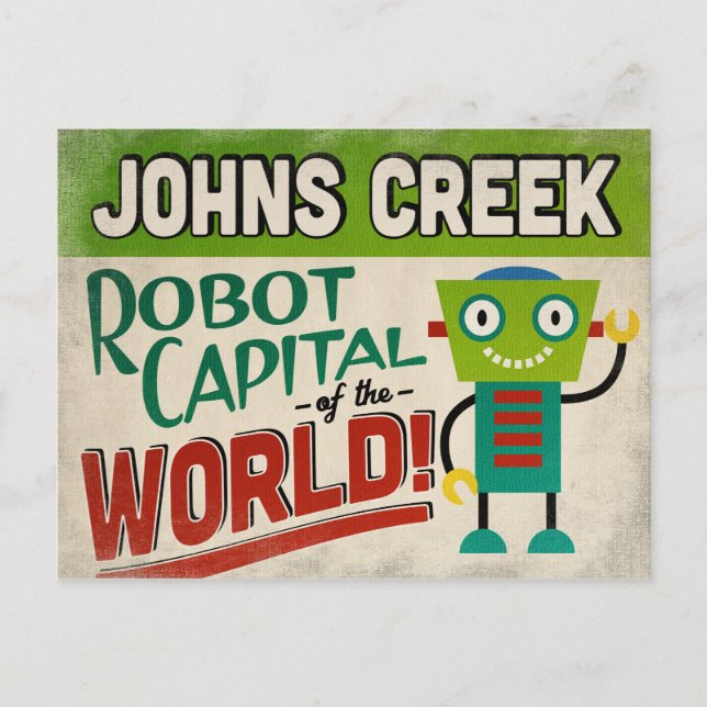 Johns Creek Georgia Robot - Funny Vintage Postcard (Front)