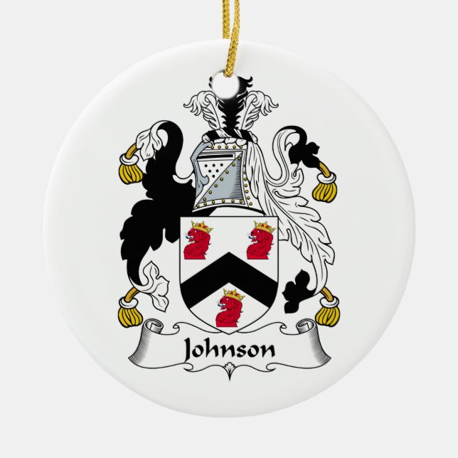Johnson Family Crest Ceramic Tree Decoration (Front)