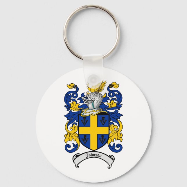 Johnson Family Crest - Coat of Arms Key Ring (Front)