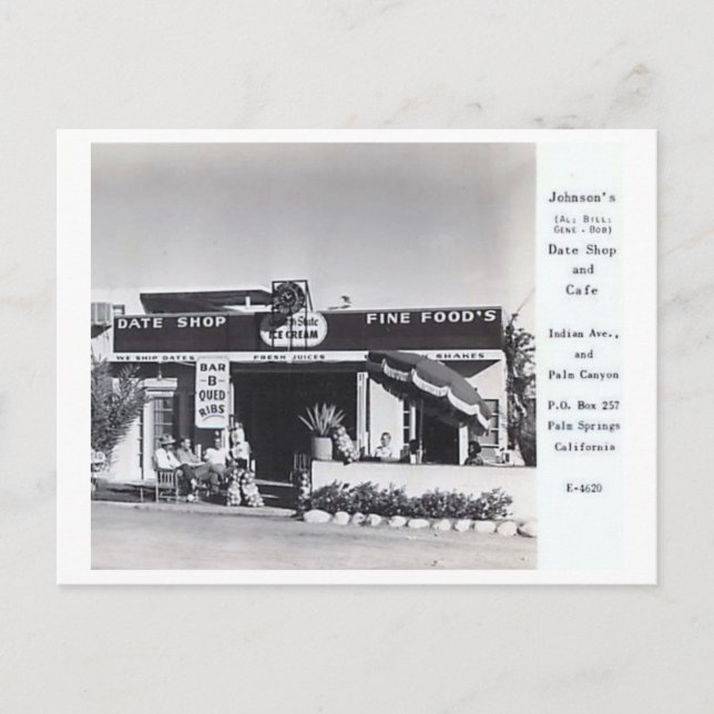 Johnson's Cafe, Palm Springs, California Vintage Postcard (Front)