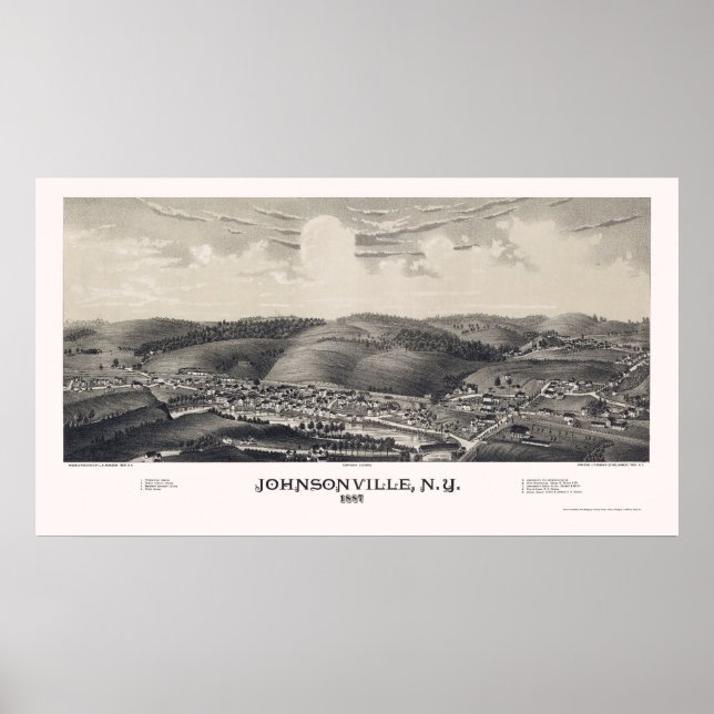 Johnsonville, NY Panoramic Map - 1887 Poster (Front)
