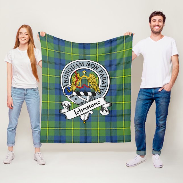 Johnston Ancient Clan Badge Tartan Plaid Fleece Blanket (In Situ)