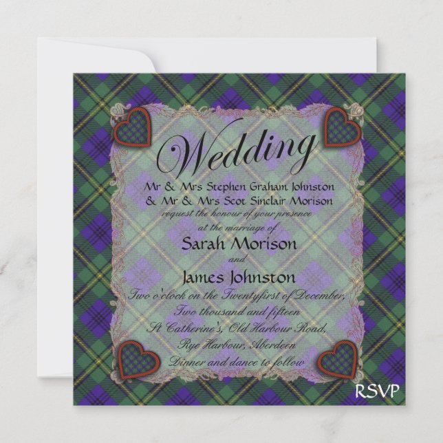 Johnston Scottish clan tartan - Plaid Invitation (Front)