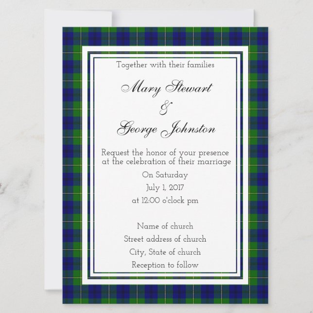 Johnston Scottish Wedding Invitation (Front)