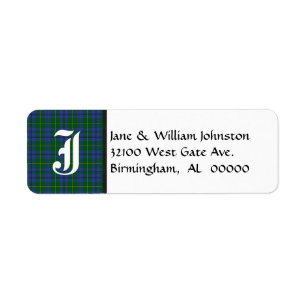 Johnston Tartan Plaid Monogram Address Labels