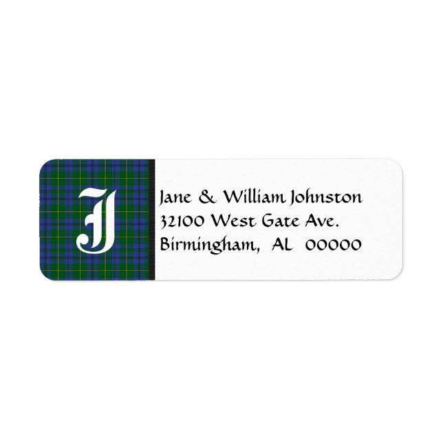 Johnston Tartan Plaid Monogram Address Labels (Front)