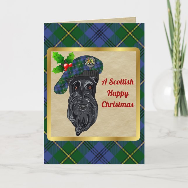Johnstone Clan Badge & Tartan Personalised Card (Front)